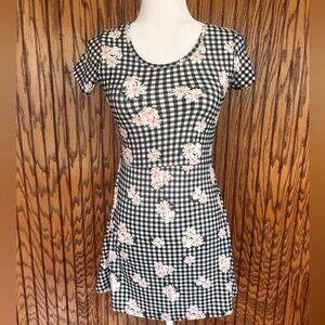 Bobbi brooks checkered floral short sleeve dress size 10/12❤️